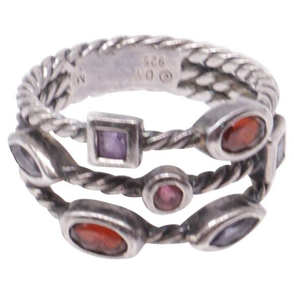 David Yurman Jewelry - David Yurman Three-Row Berry Confetti Ring in Multicolor Sterling Silver